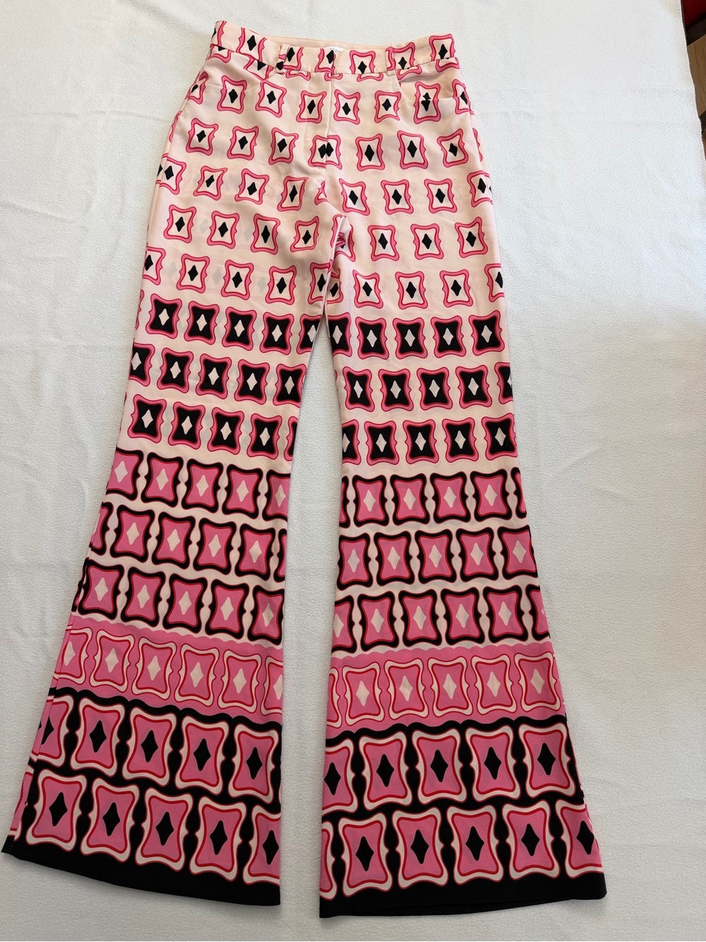 Zara Pink, Black & Red Abstract Print Trousers